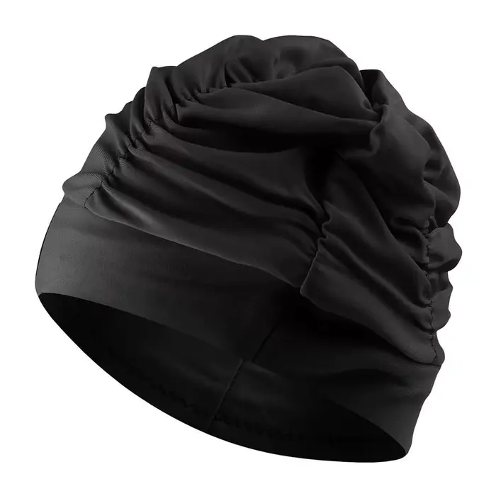 Bonnets de bain en tissu pour femmes, pour cheveux longs, en tissu Nylon, plissé, élastique, confortable, chapeaux de bain