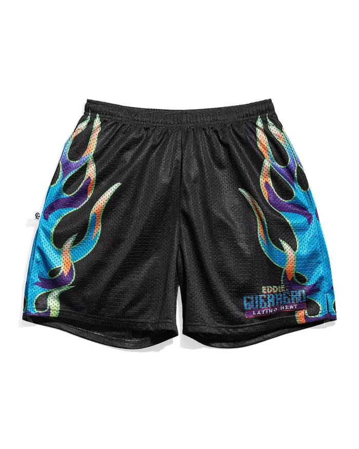 Shorts pour hommes imprimés flamme colorés, taille élastique avec cordon de serrage, Eddie Guerrero 