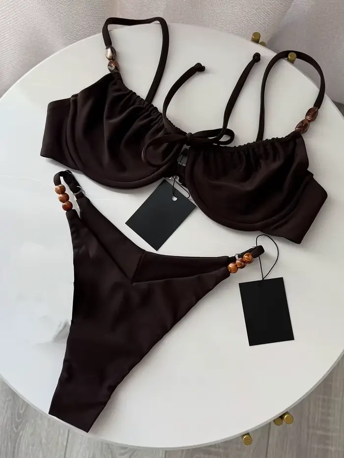 Nouveau Maillot de Bain Sexy 2026 avec Armatures et Rembourrage, Ensemble Micro Bikini à Lacets, Ten
