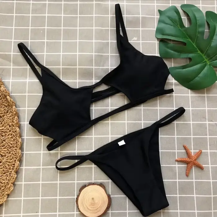 Bikini 2026 Sexy Hollow Swimwear Swimsuit Women Bikinis Set Bathing Suit Beach Bikini Female Black/R