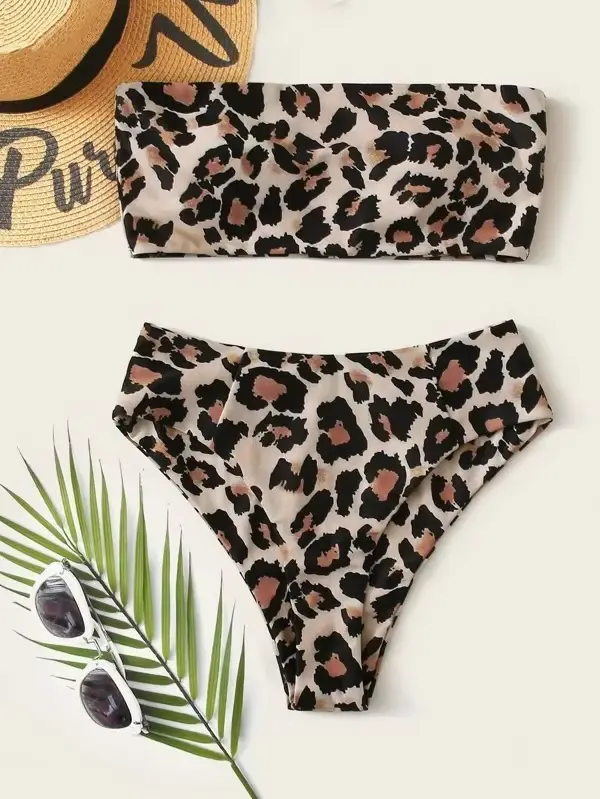 Cikini-Costume de bikini sexy à imprimé léopard pour femme, soutien-gorge push-up, taille basse, pla