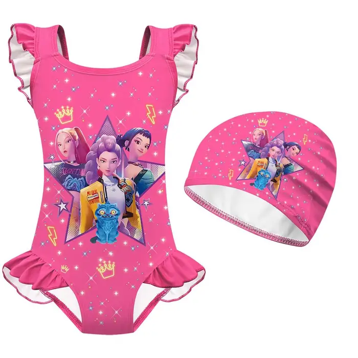 Maillot de bain Kpop pour filles, maillots de bain une pièce K-pop, ensemble de maillots de bain pou