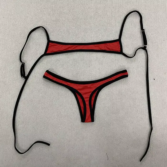 Maillot de bain Sexy Y2K Spice Girl, couleur contrastée, rétro, bretelles réglables, dos nu, plage, 