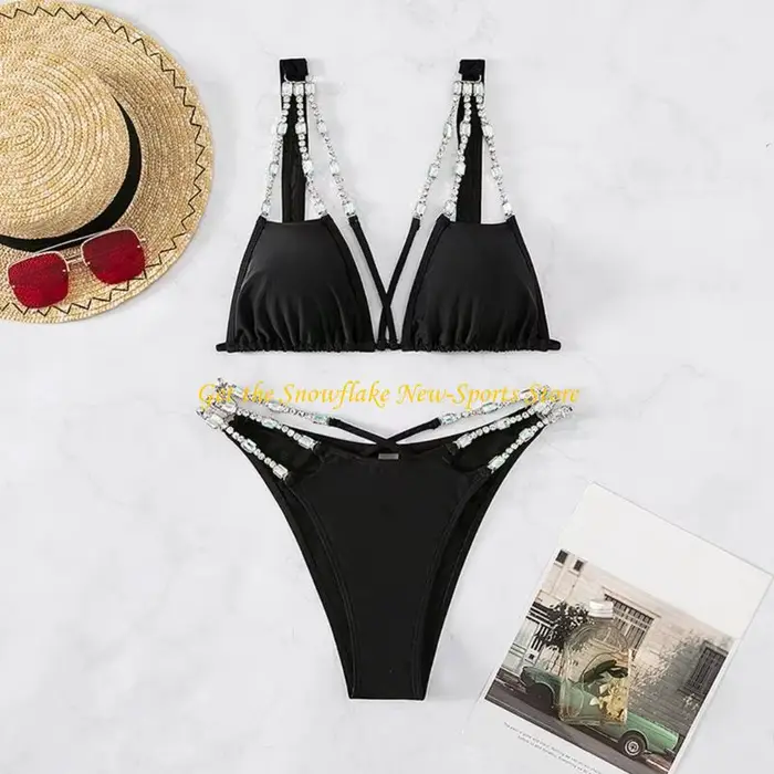 E56D femmes Sexy licou String Bikinis ensembles à bretelles maillots bain coupe haute