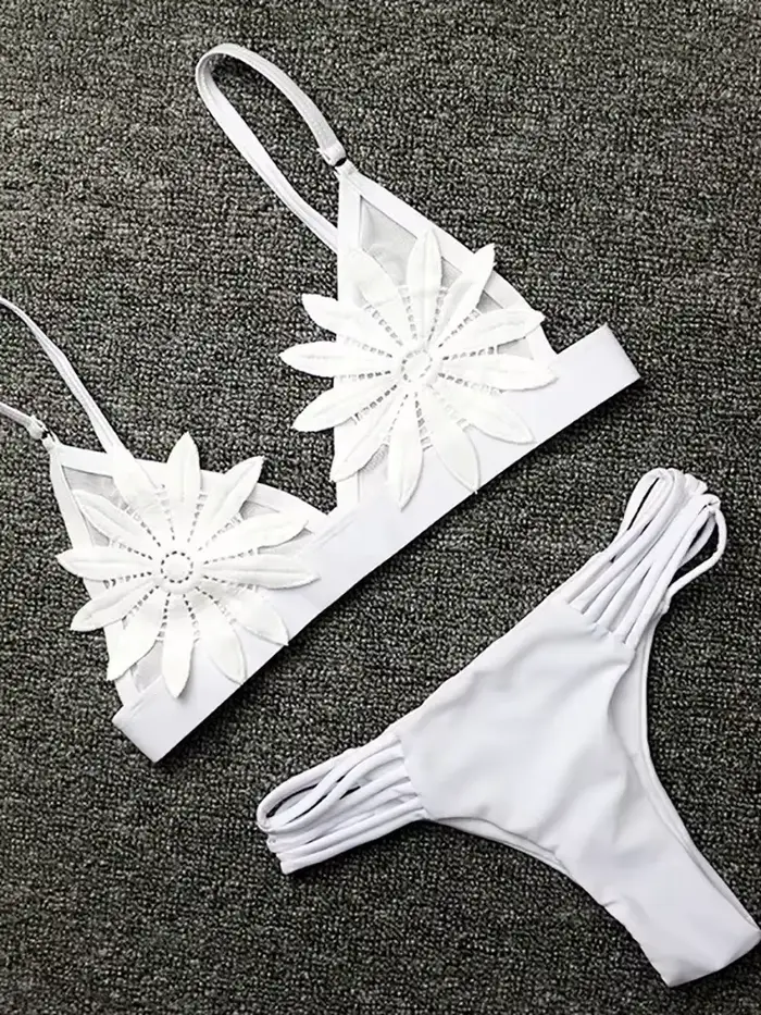 Canwedance maille fleur maillots de bain femmes doux maillots de bain été Sexy chaud Bikini ensemble