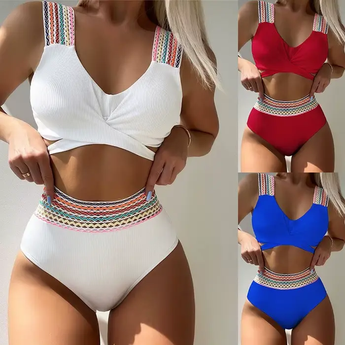 2025 Sexy brésilien Bikini ensemble taille haute noir imprimé femmes maillots de bain Push Up Bikinis maillot