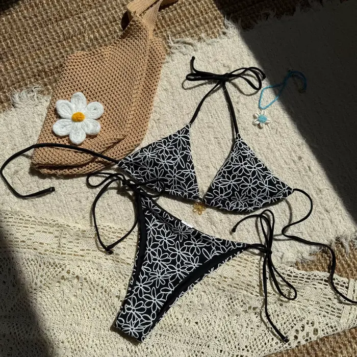 Licou froissé armure Bikini ensemble femmes maillots de bain maillot de bain maillots de bain femme 