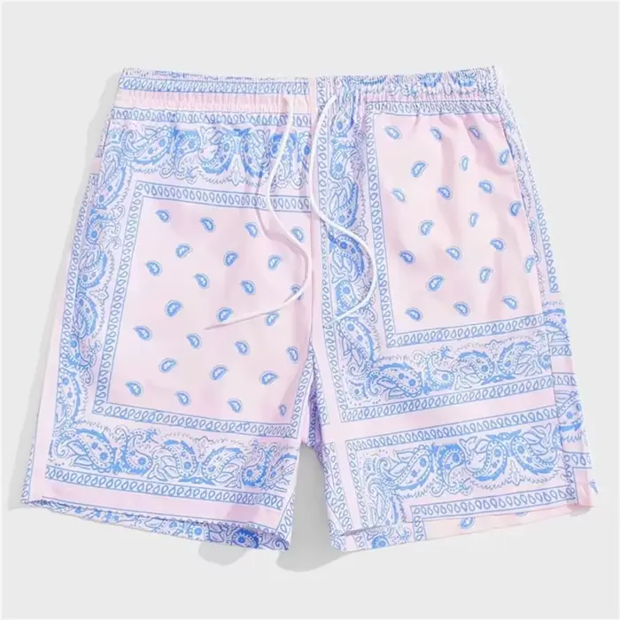 Shorts de plage à motif Paisley pour hommes et femmes, shorts de bain décontractés avec cordon de se