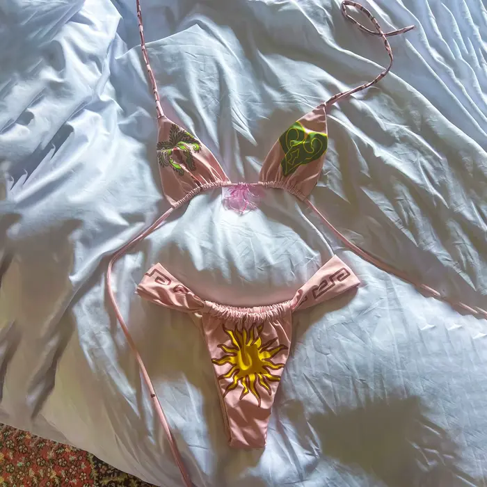 Maillot de bain sexy pour femme, ensemble d'été, bikini imprimé, taille basse, dos nu, deux pièces, 