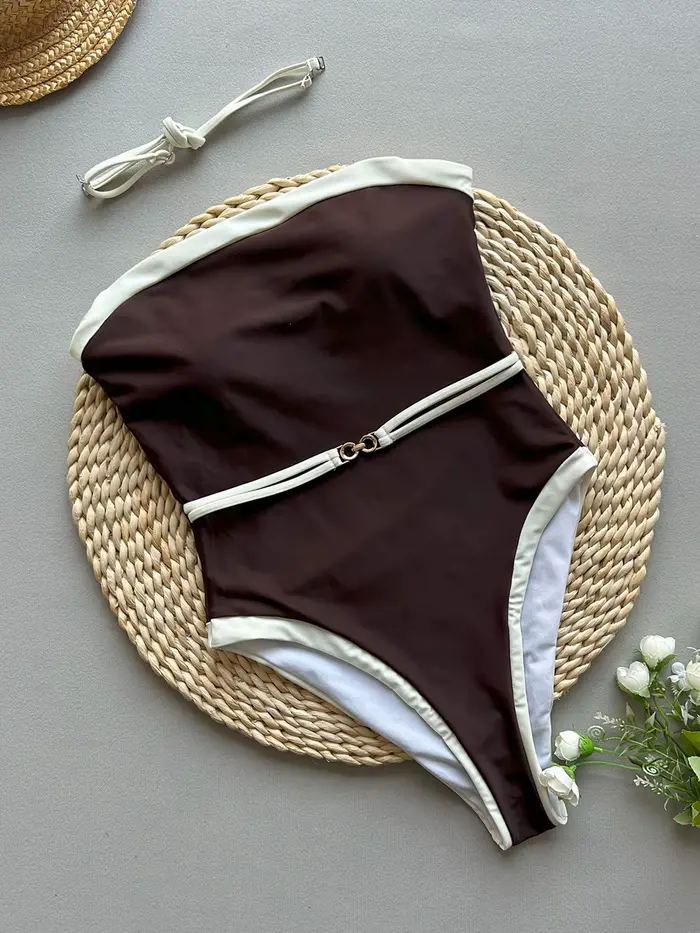 2025 nouveau Sexy maillot de bain bandeau femmes une pièce maillot de bain femme Patchwork body Mono