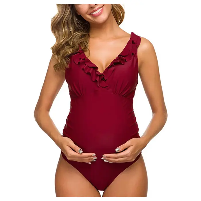 Maillot de bain une pièce taille haute pour femme en nylon avec coussinet de poitrine sans armatures