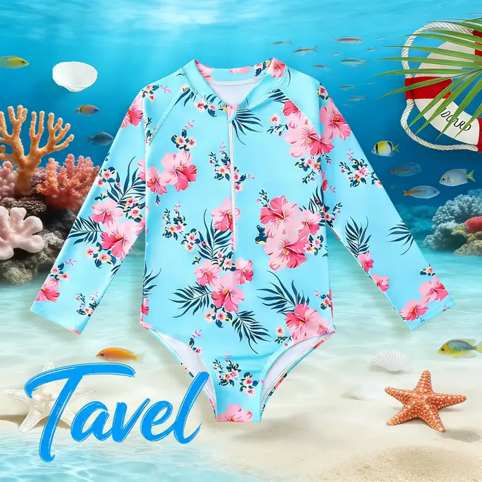 Maillot de bain une pièce à manches longues pour filles