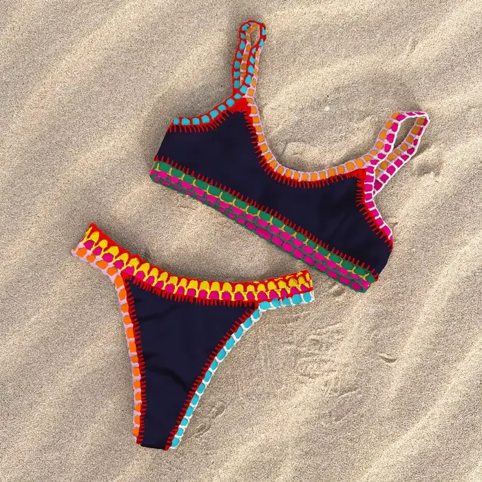 Crochet Bikini 2025 Bandeau Biquini femmes Sexy maillot de bain femme Push Up maillots de bain solid