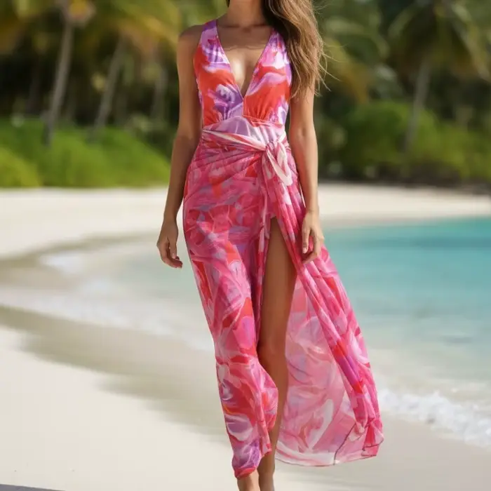 Maillot de bain une pièce Push Up avec jupe de plage