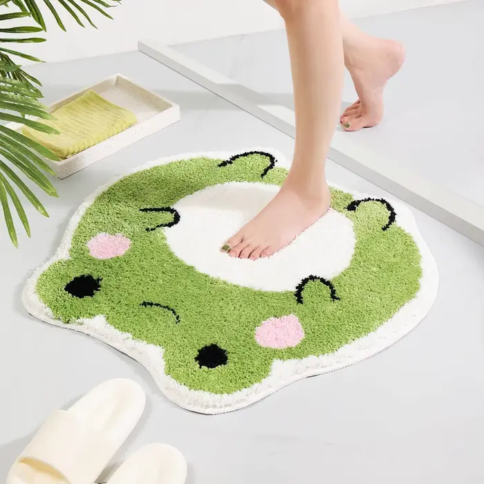 VIKAMA Tapis de bain mignon Tapis de bain grenouille antidérapant pour salle de bain, tapis absorban