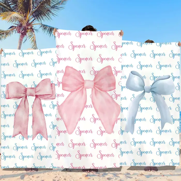 Serviettes de plage personnalisées avec grand nœud pour enfants filles