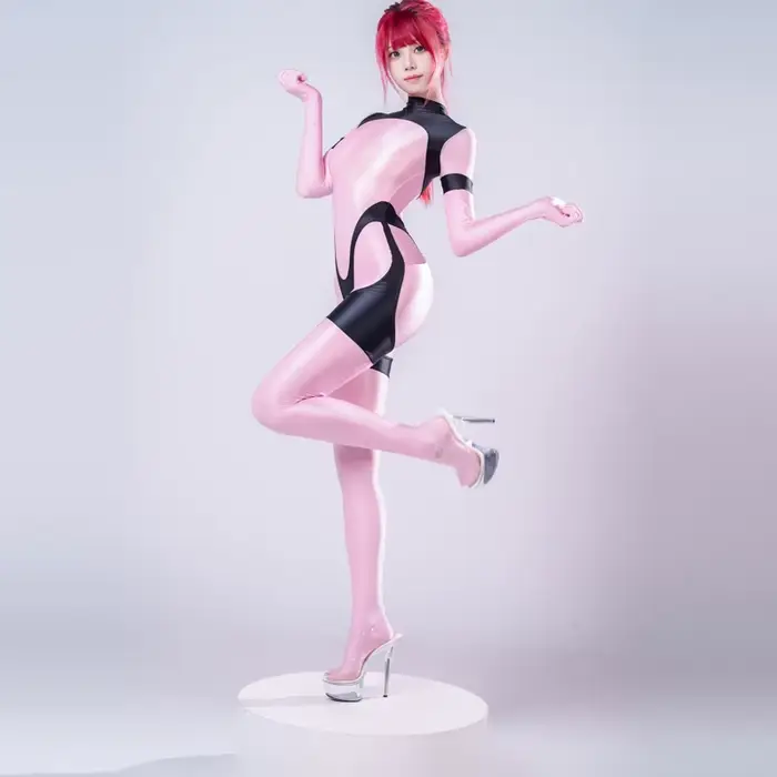 Maillot de bain brillant pour femmes, sexy, transparent, huile, brillant, fermeture éclair au dos, c