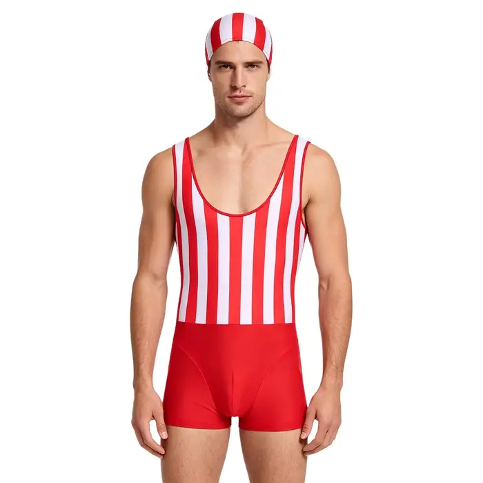 Combinaison de bain rayée pour homme
