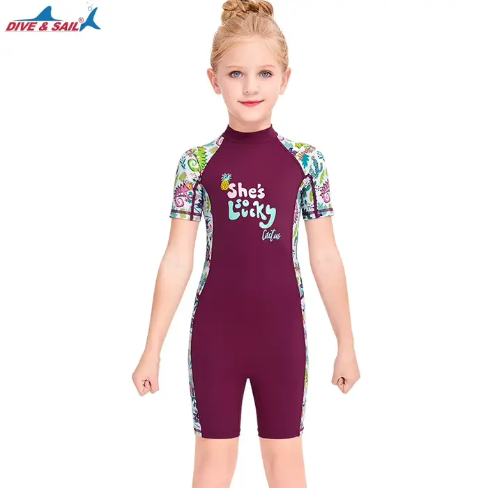 Maillot de bain une pièce pour enfants, protection solaire UPF, ensemble de plongée, manches courtes