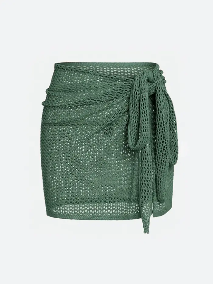 Jupe courte tricotée pour femmes, avec bretelles creuses et fente, chemise de plage Sexy pour l'été