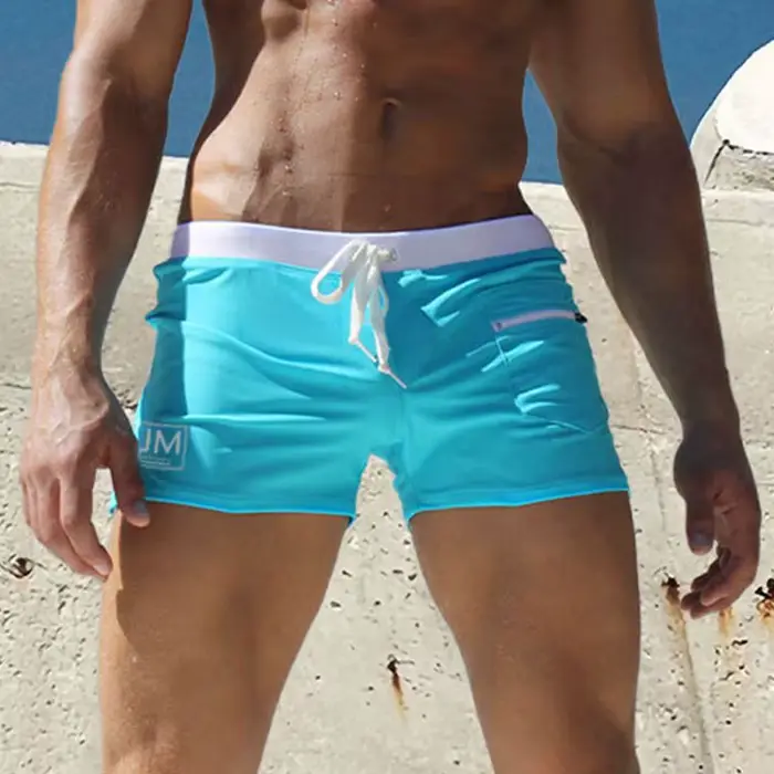 JOCKMAIL maillots de bain Shorts de bain hommes respirant Sport natation maillot de bain couleur uni