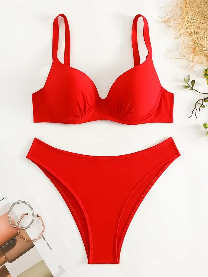 Soutien-gorge à armatures tasse Bikini brésilien femme maillot de bain femmes maillots de bain deux 