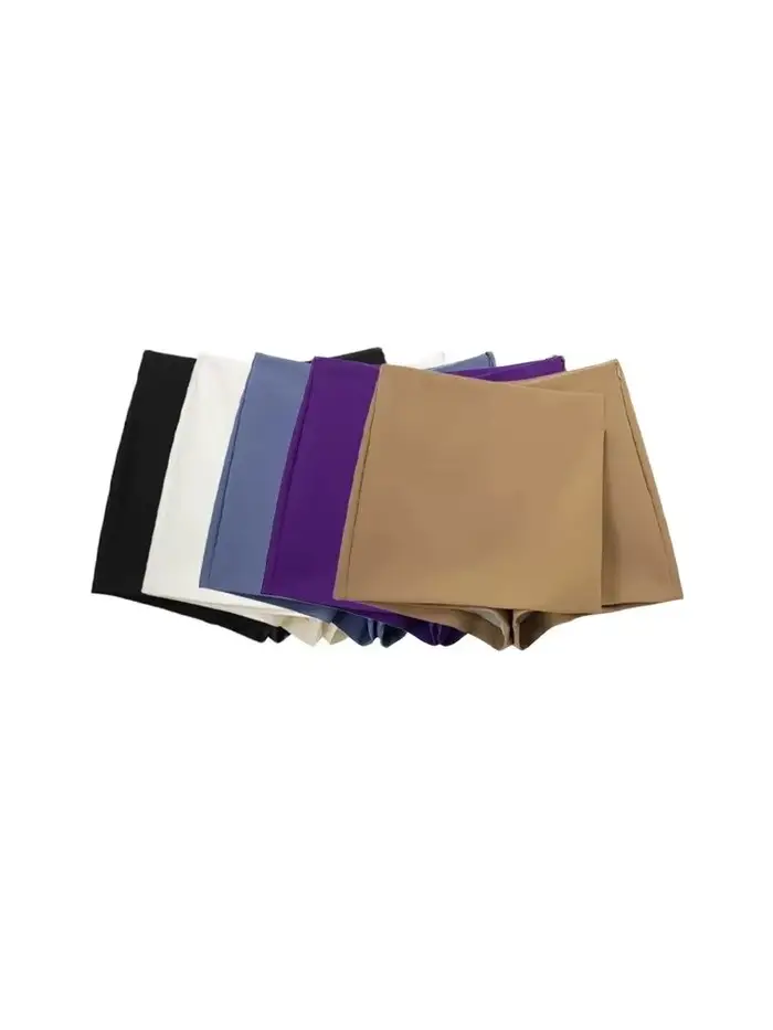 Femmes mode paréo Style asymétrique Shorts jupes Vintage taille haute côté fermeture éclair femme jupe Mujer