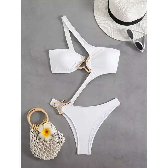 TUNICut-Maillot de bain asymétrique une pièce pour femme, sexy, échancré, baigneur, baigneur, baigne