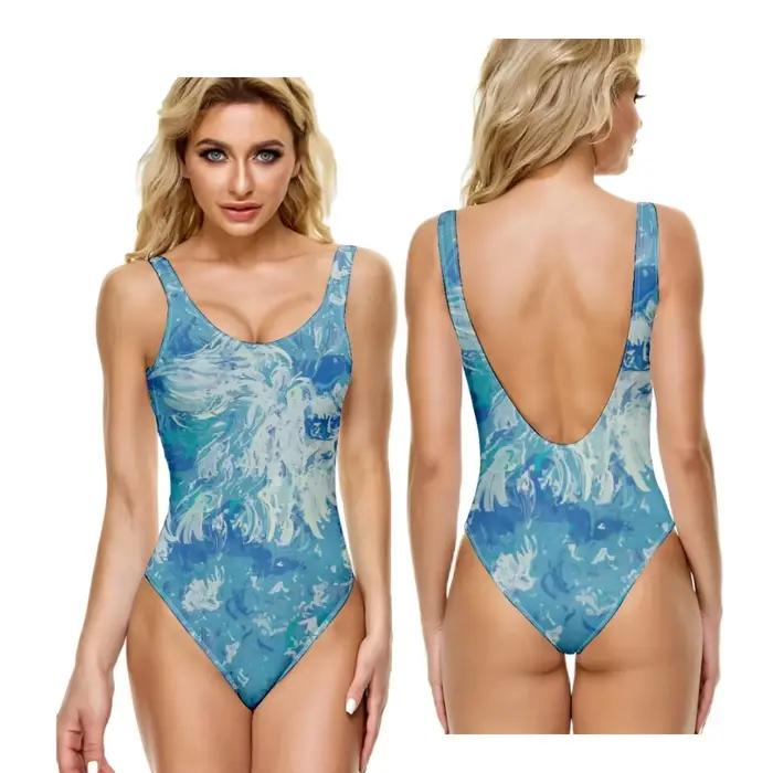 Une pièce ​ Maillot de bain dégradé ​   Psychédélique Sunburst imprimé décontracté ventre contrôle m