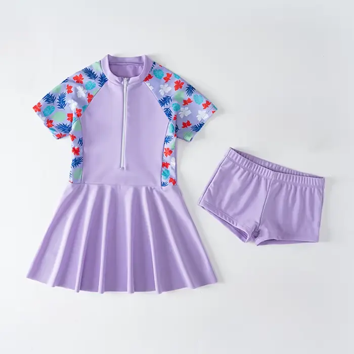 Enfants fille maillot de bain une pièce robe de plage maillot de bain à séchage rapide adolescente m