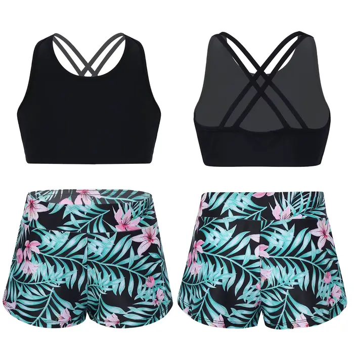 Maillot de bain imprimé floral pour enfants, maillots de bain pour filles, maillots de bain pour enf